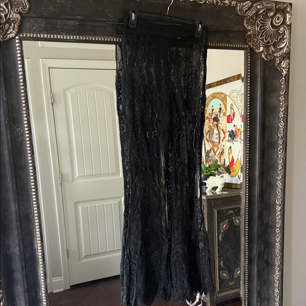 Missguided Black Sheer Lace Flared pants